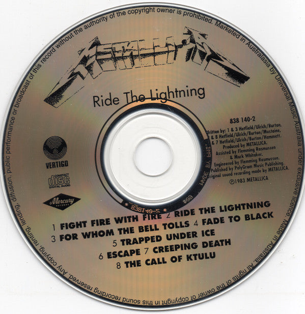 Metallica : Ride The Lightning (CD, Album, RP)