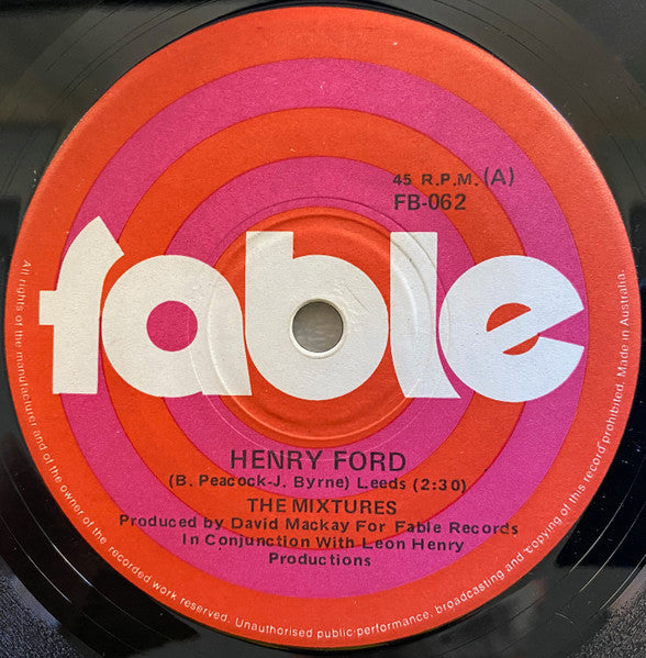 The Mixtures : Henry Ford (7", Single)