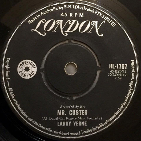 Larry Verne : Mr. Custer (7", Single)