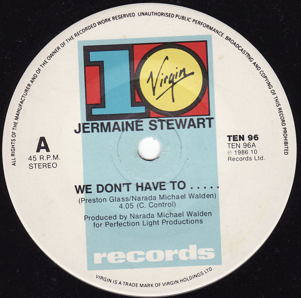 Jermaine Stewart : We Don't Have To... (7")