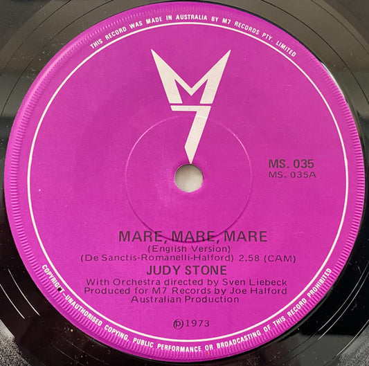 Judy Stone : Mare, Mare, Mare (7")
