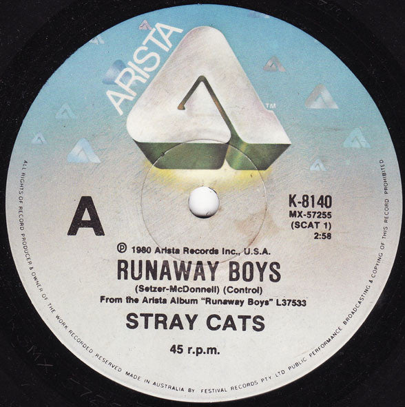 Stray Cats : Runaway Boys (7", Single)