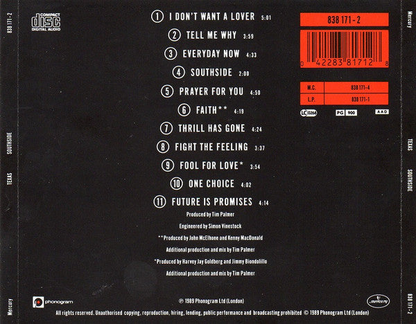 Texas : Southside (CD, Album, RP)