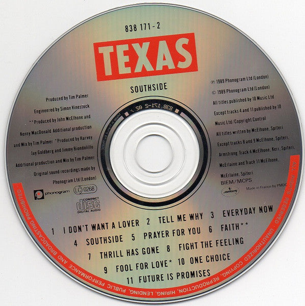 Texas : Southside (CD, Album, RP)
