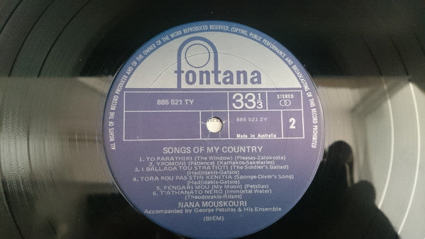 Nana Mouskouri : Songs Of My Country (LP, Album)