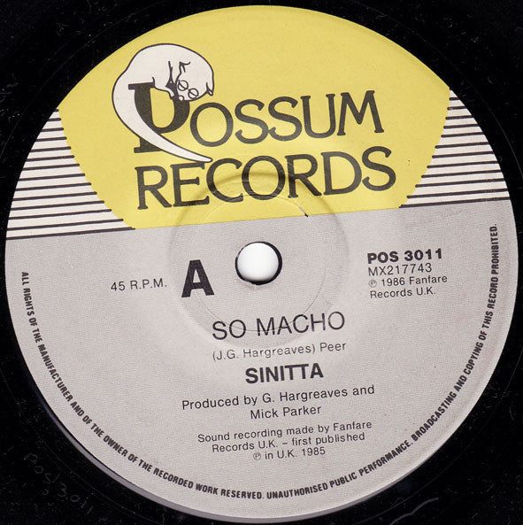 Sinitta : So Macho (7")
