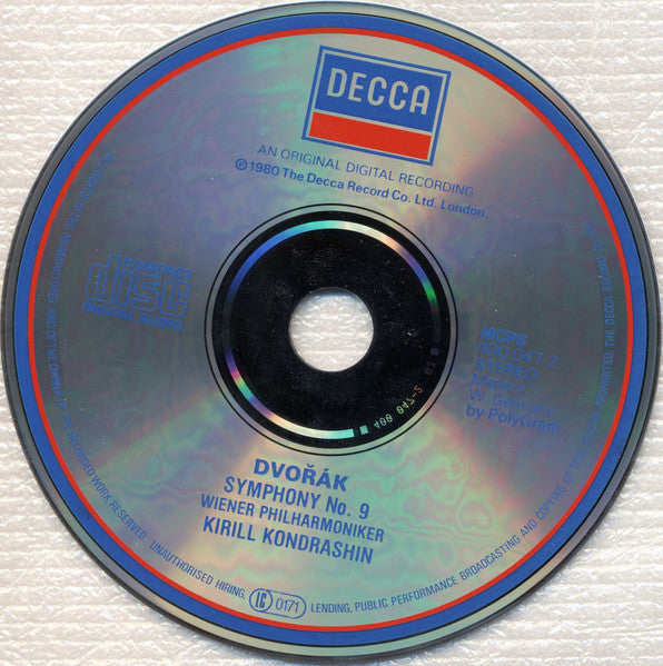 Antonín Dvořák, Wiener Philharmoniker, Kiril Kondrashin : Symphony No. 9 - From The New World • Du Nouveau Monde • Aus Der Neuen Welt (CD, Album, RE)