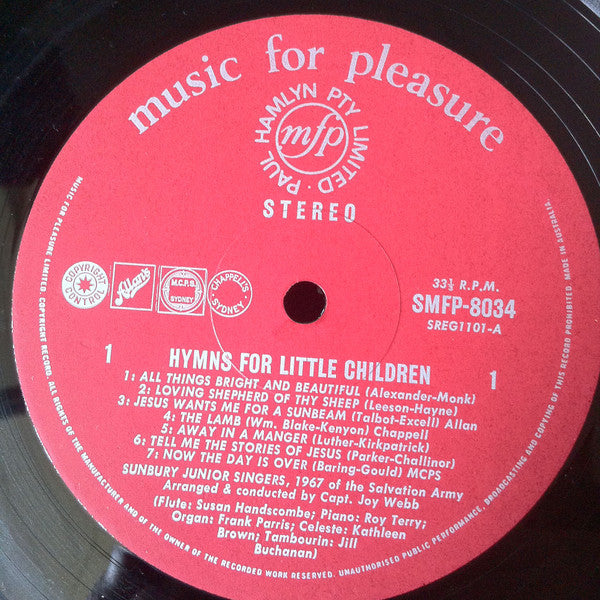 Captain Joy Webb* Conducts The Salvation Army Sunbury Junior Singers (1967)* : Hymns For Little Children (LP)