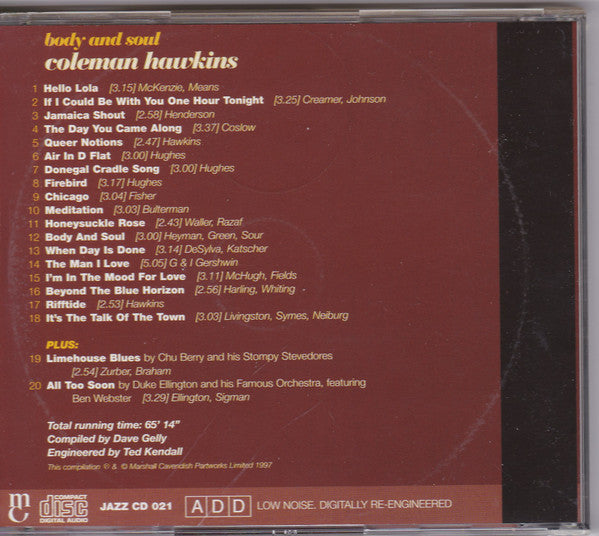 Coleman Hawkins : Body And Soul (CD, Comp, Mono)