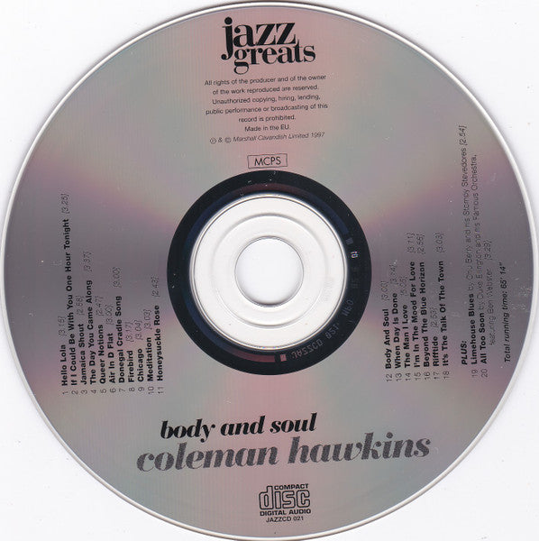 Coleman Hawkins : Body And Soul (CD, Comp, Mono)