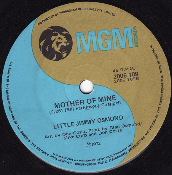 Little Jimmy Osmond* : Long Haired Lover From Liverpool (7", Single)