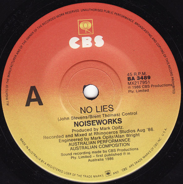 Noiseworks : No Lies (7", Single)