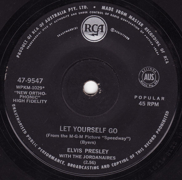 Elvis Presley With The Jordanaires : Your Time Hasn't Come Yet, Baby / Let Yourself Go (7")