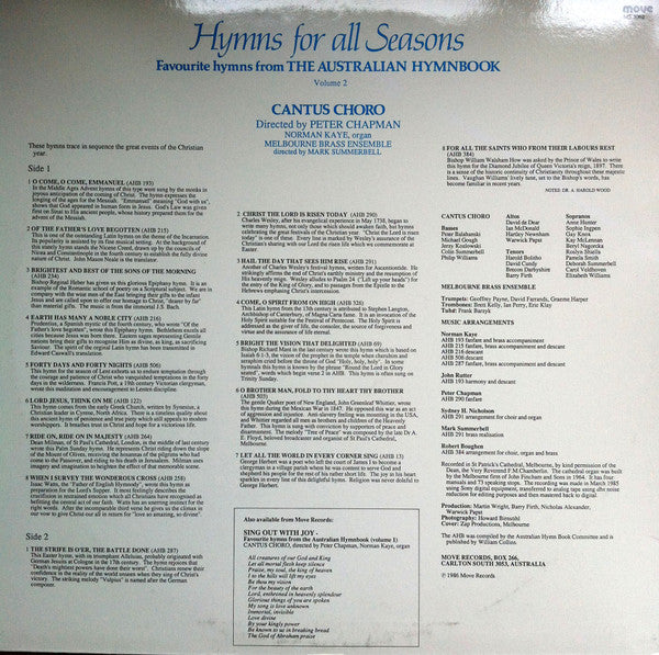 Cantus Choro, Melbourne Brass Ensemble : Hymns For All Seasons Volume 2 (LP)
