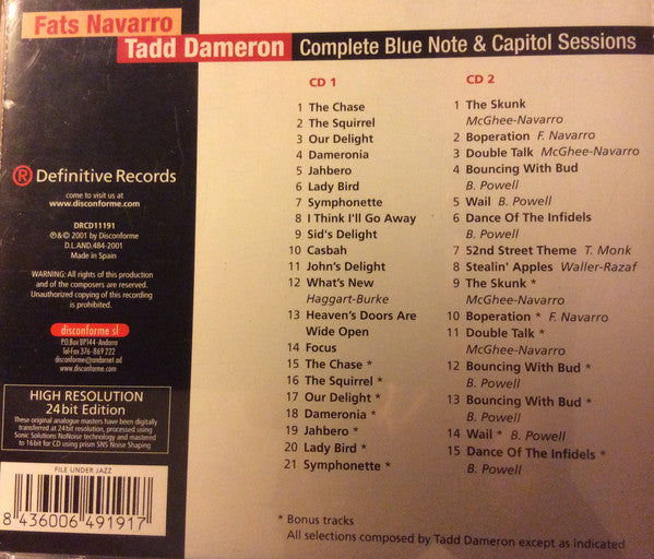 Fats Navarro & Tadd Dameron : Complete Blue Note & Capitol Sessions (2xCD, Comp, RM)