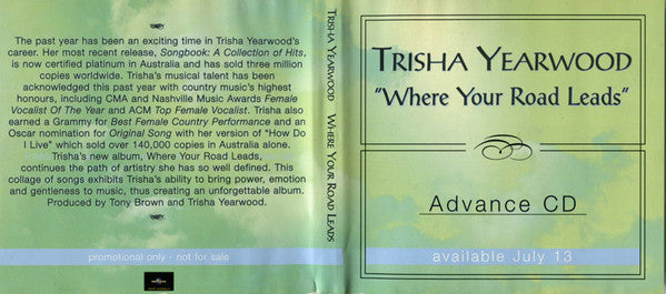 Trisha Yearwood : Where Your Road Leads (CD, Album, Promo)