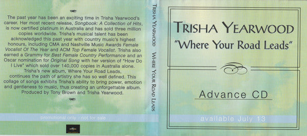 Trisha Yearwood : Where Your Road Leads (CD, Album, Promo)