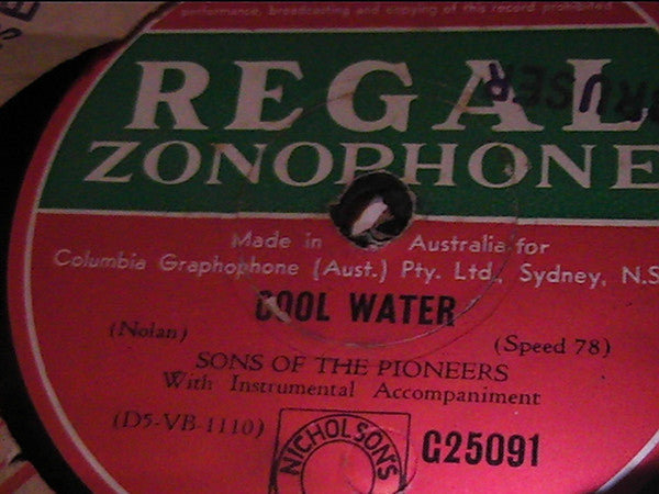 The Sons Of The Pioneers : Cool Water / Tumbling Tumbleweeds (Shellac, 10")