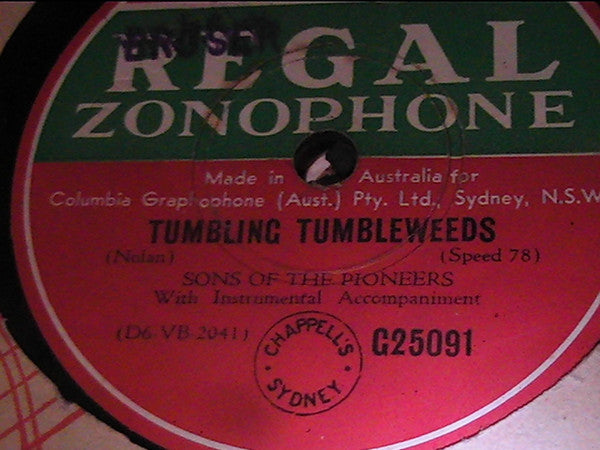 The Sons Of The Pioneers : Cool Water / Tumbling Tumbleweeds (Shellac, 10")