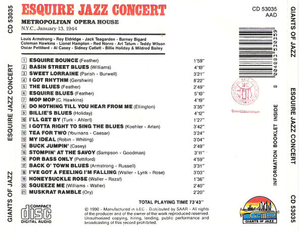 Esquire All Stars : Esquire Jazz Concert (CD, Comp)