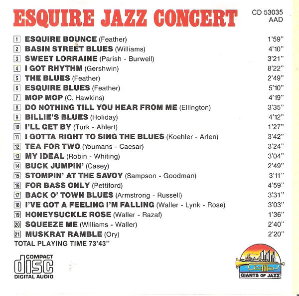 Esquire All Stars : Esquire Jazz Concert (CD, Comp)