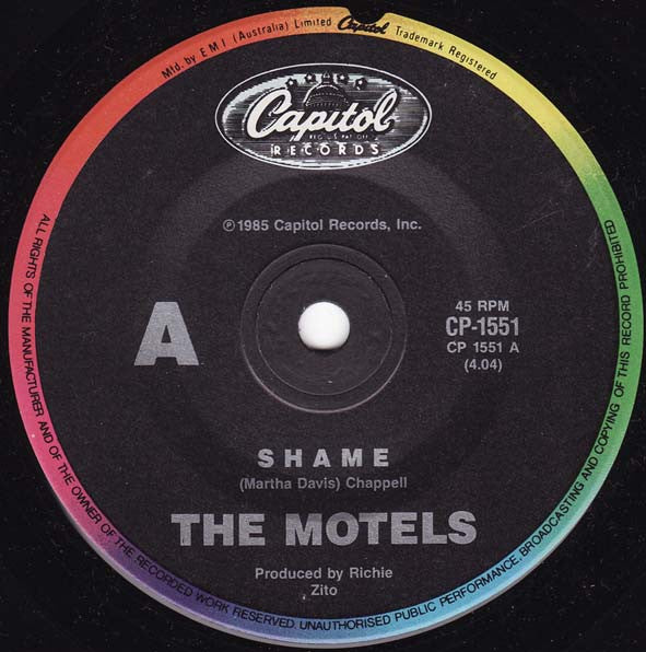 The Motels : Shame (7")