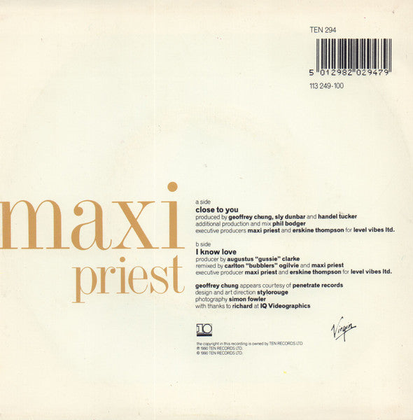 Maxi Priest : Close To You (7", Single)