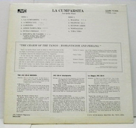 Los Cantores De Quilla Huasi : La Cumparsita (LP, Album, Quad)