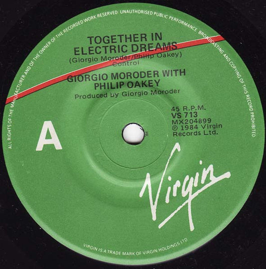 Giorgio Moroder With Philip Oakey : Together In Electric Dreams (7", Single)