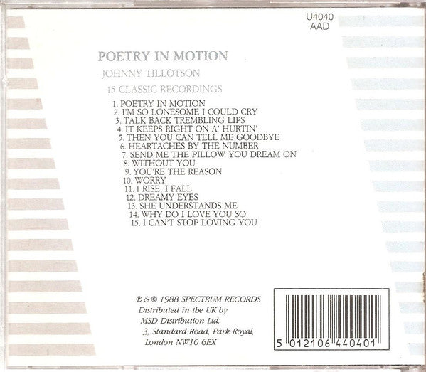 Johnny Tillotson : Poetry In Motion (CD, Album, Comp)