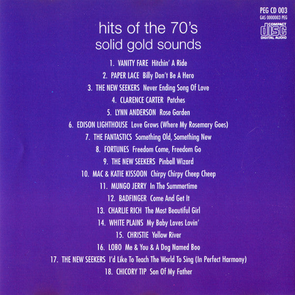 Various : Hits Of The 70's - Solid Gold Sounds (CD, Comp)
