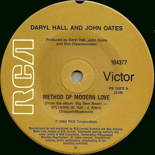 Daryl Hall & John Oates : Method Of Modern Love (7", Single)