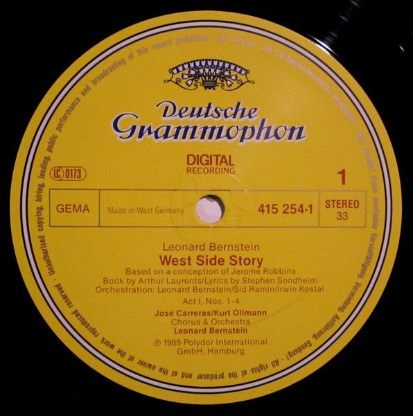 Leonard Bernstein - Kiri Te Kanawa, José Carreras, Tatiana Troyanos, Kurt Ollmann, Marilyn Horne : West Side Story (2xLP, Album, Gat)