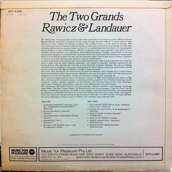 Rawicz & Landauer : The Two Grands (LP, Album, Mono)