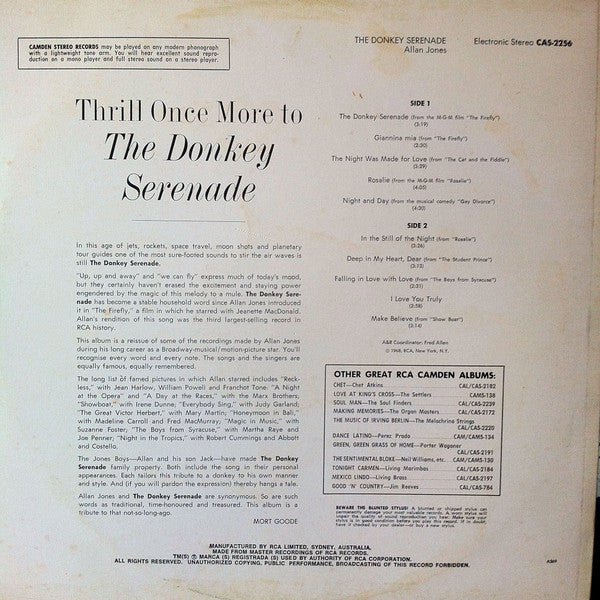 Allan Jones (5) : The Donkey Serenade (LP, RE)