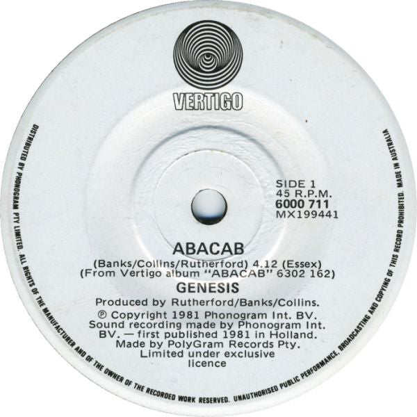 Genesis : Abacab (7", Single)