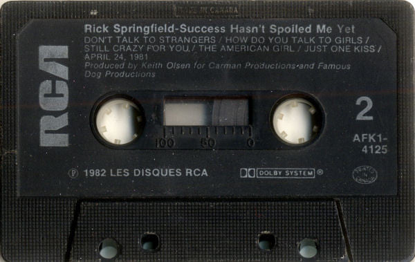 Rick Springfield : Success Hasn't Spoiled Me Yet (Cass, Album, '-')
