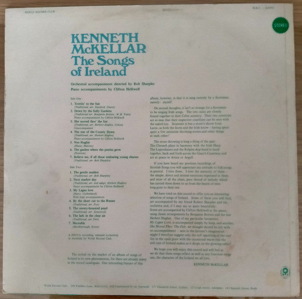 Kenneth McKellar : Songs Of Ireland (LP, Album, Club)
