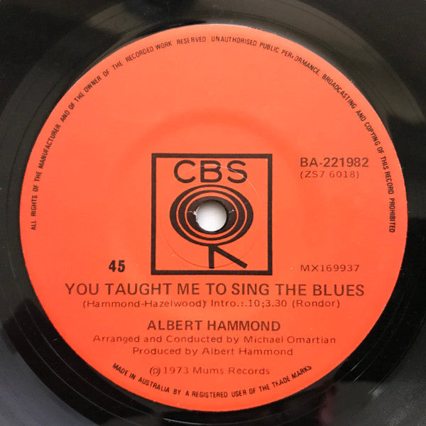 Albert Hammond : The Free Electric Band (7", Single)