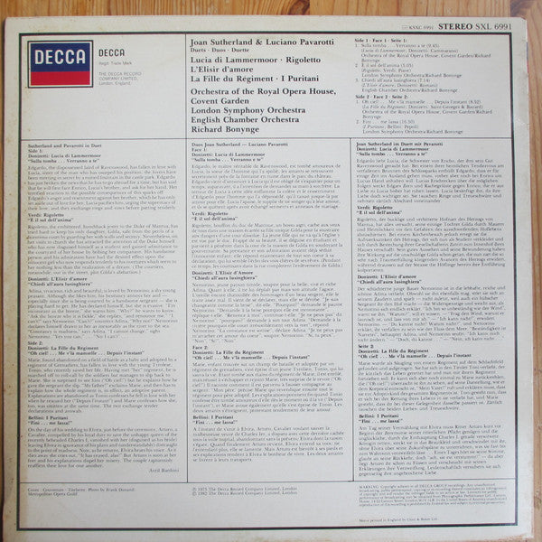 Joan Sutherland, Luciano Pavarotti, Orchestra Of The Royal Opera House, Covent Garden, London Symphony Orchestra, English Chamber Orchestra, Richard Bonynge : Joan Sutherland & Luciano Pavarotti - Duets (LP, Comp)