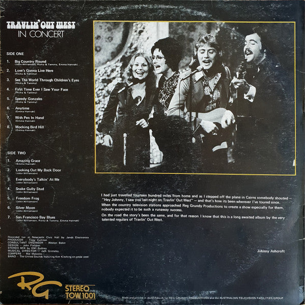 John Williamson, Emma Hannah, Ricky And Tammy : Travlin' Out West In Concert (LP, Album)