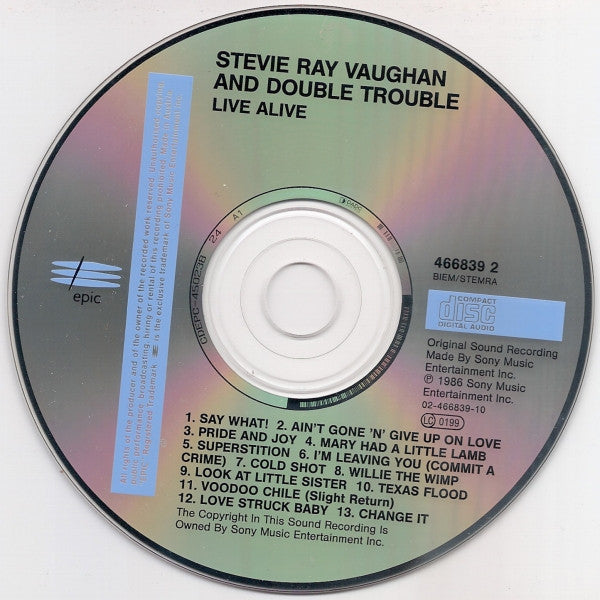 Stevie Ray Vaughan And Double Trouble* : Live Alive (CD, Album, RE)