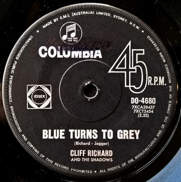 Cliff Richard And The Shadows* : Blue Turns To Grey (7")