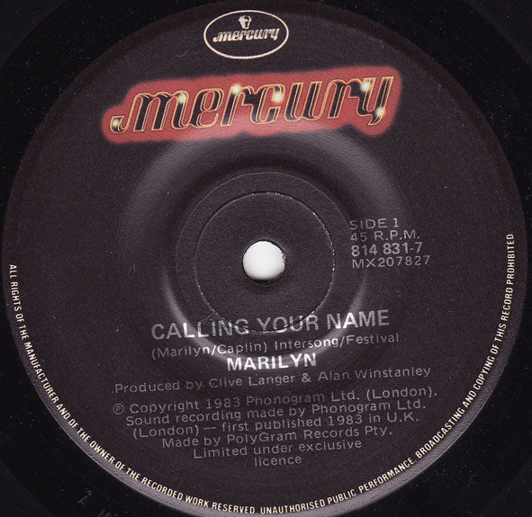 Marilyn : Calling Your Name (7", Single)