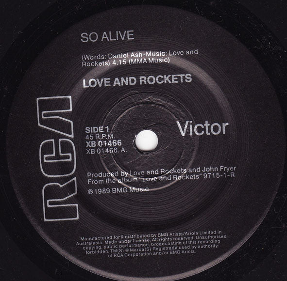 Love And Rockets : So Alive (7", Single)