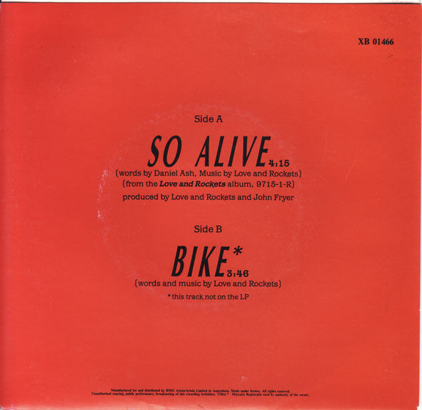 Love And Rockets : So Alive (7", Single)
