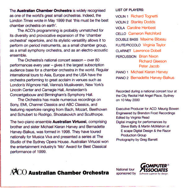 Saint-Saëns*, Australian Chamber Orchestra Directed By Richard Tognetti Words By Michael Leunig Narrated By Peter Garrett : Carnival Of The Animals (CD, Album)