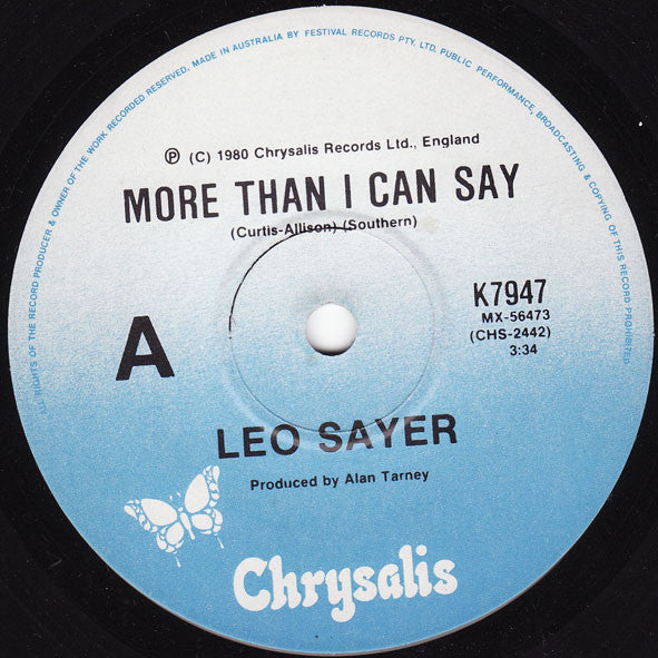 Leo Sayer : More Than I Can Say (7", Single)