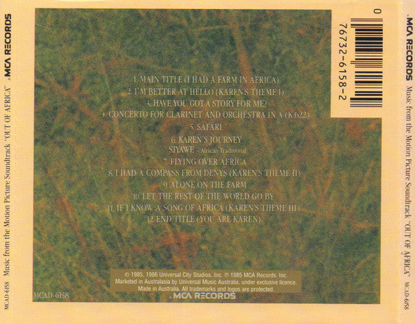 John Barry : Out Of Africa (Music From The Motion Picture Soundtrack) (CD, Album)