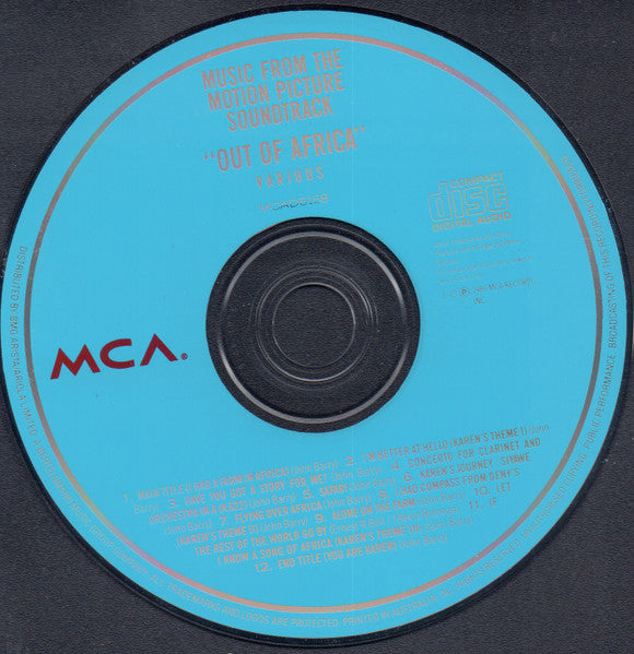 John Barry : Out Of Africa (Music From The Motion Picture Soundtrack) (CD, Album)